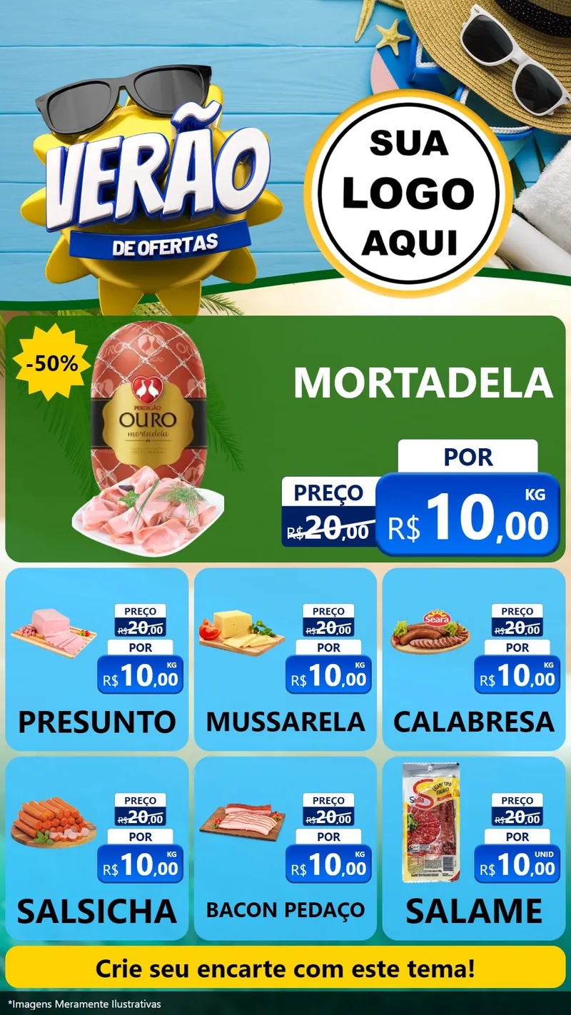 Modelo de Rede Social para Stories com o tema Verão de Ofertas para Frios e Laticínios