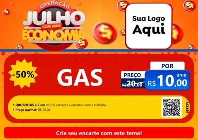 Modelo de Cartaz para Cartaz A4 Horizontal com o tema Operação Julho Com Mais Economia para Água e gás