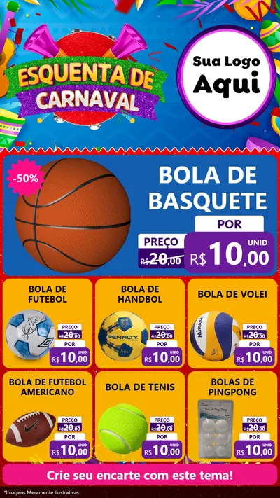 Modelo de Rede Social para Stories com o tema Esquenta de Carnaval para Artigos Esportivos