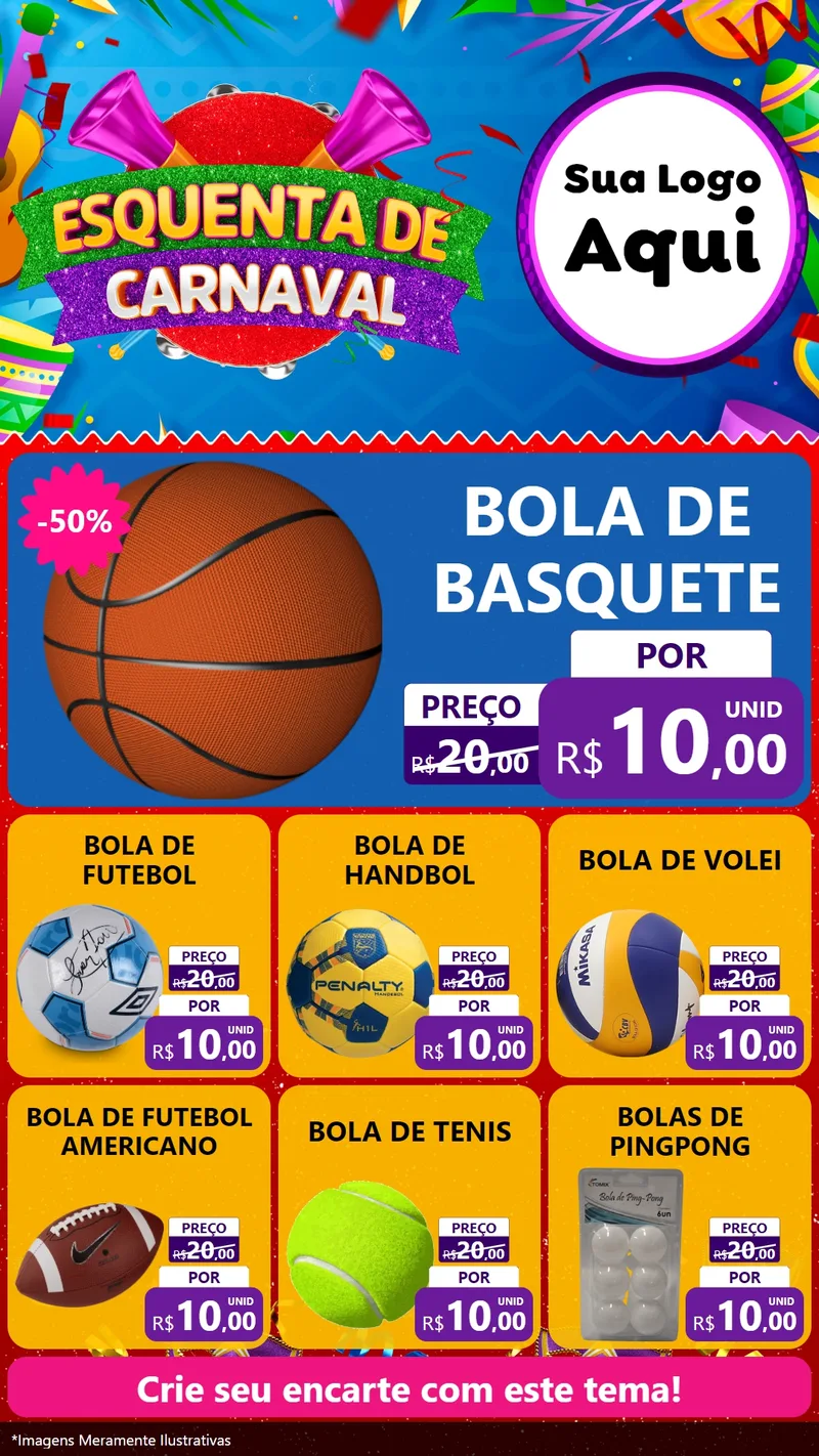 Modelo de Rede Social para Stories com o tema Esquenta de Carnaval para Artigos Esportivos