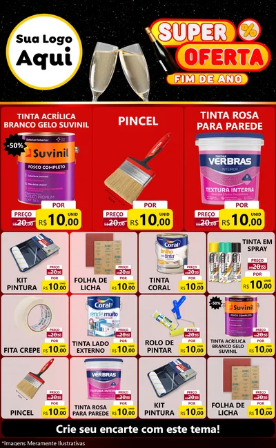 Modelo de Encarte para Encarte Grande com o tema Super Oferta Fim de Ano para Tintas e Ferramentas