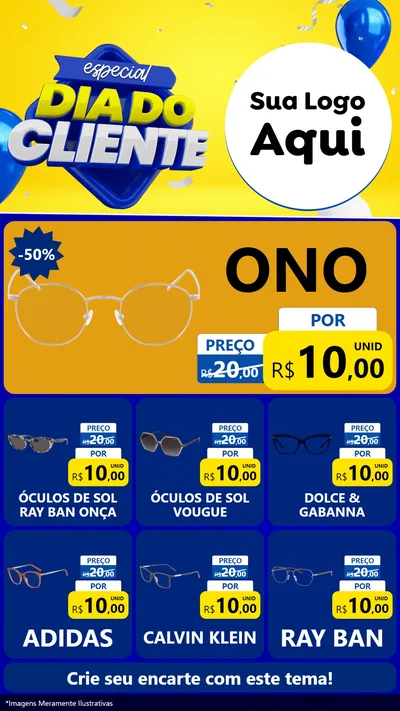 Modelo de Rede Social para Stories com o tema Especial Dia do Cliente para Óticas