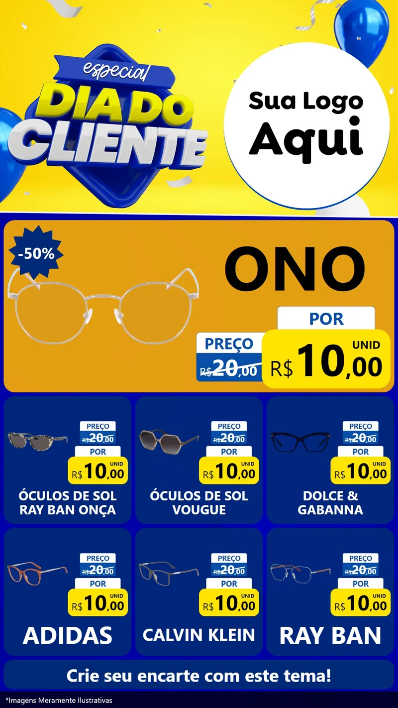 Modelo de Rede Social para Stories com o tema Especial Dia do Cliente para Óticas
