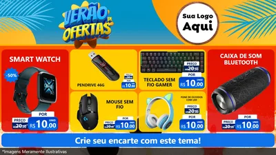 Modelo de TV para TV Horizontal com o tema Verão de Ofertas para Informática