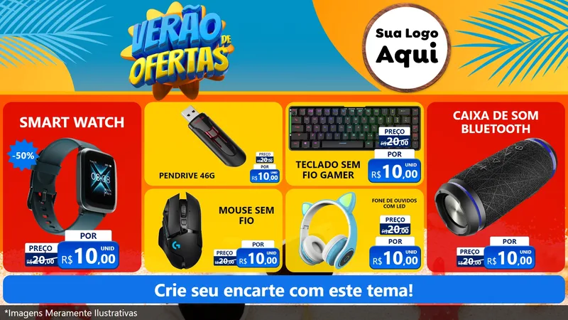 Modelo de TV para TV Horizontal com o tema Verão de Ofertas para Informática