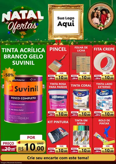 Modelo de Encarte para Encarte A4 Vertical com o tema Natal de Ofertas para Tintas e Ferramentas