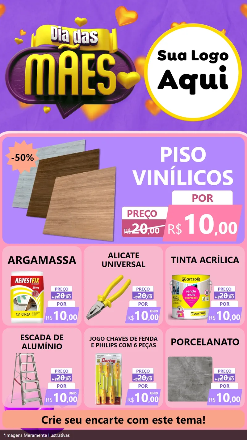 Modelo de Rede Social para Stories com o tema Dia das Mães para Material para Construção
