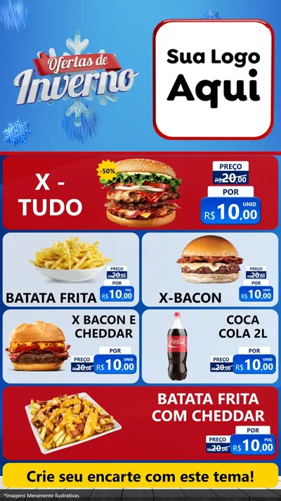 Modelo de TV para TV Vertical com o tema Ofertas de Inverno para Hamburgueria