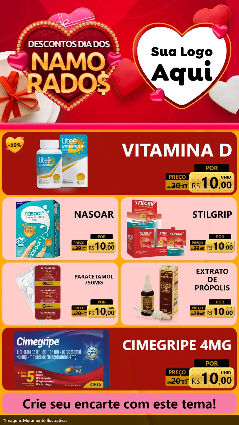 Modelo de TV para TV Vertical com o tema Descontos Dia dos Namorados para Farmácia