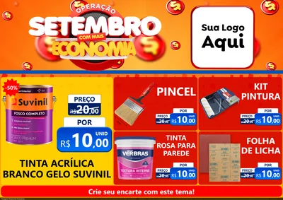 Modelo de Encarte para Encarte A4 Horizontal com o tema Operação Setembro Com Muita Economia para Tintas e Ferramentas