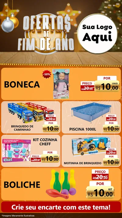 Modelo de TV para TV Vertical com o tema Ofertas de Fim de Ano para Brinquedos