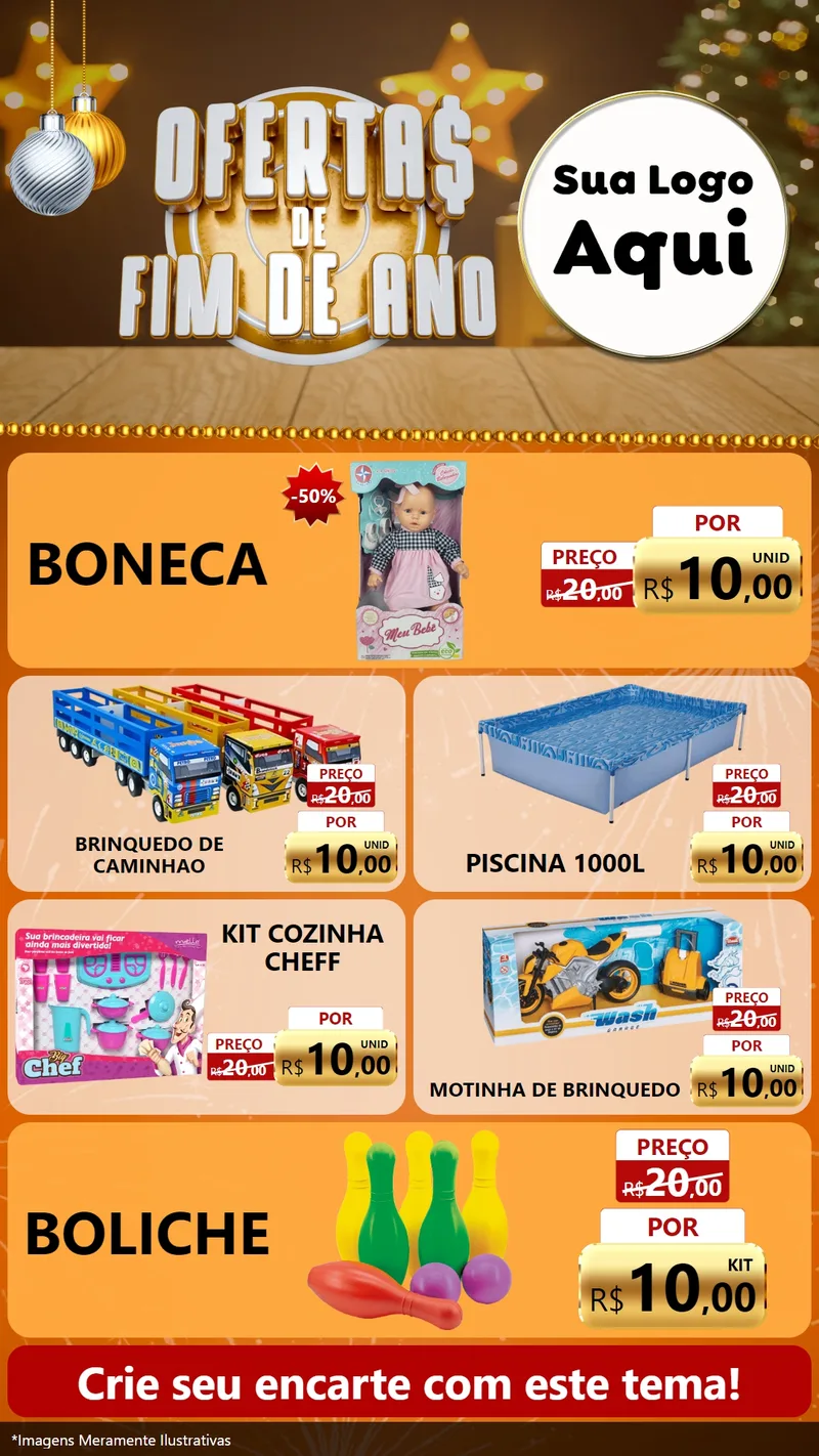 Modelo de TV para TV Vertical com o tema Ofertas de Fim de Ano para Brinquedos