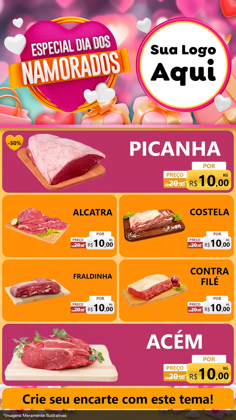 Modelo de TV para TV Vertical com o tema Especial Dia dos Namorados para Açougue