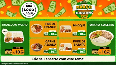 Modelo de TV para TV Horizontal com o tema Comece Março Economizando para Restaurante