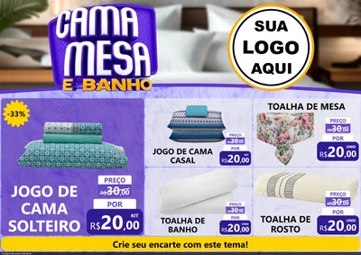Modelo de Encarte para Encarte A4 Horizontal com o tema Cama , Mesa e Banho para Cama, Mesa e Banho