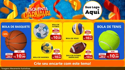 Modelo de TV para TV Horizontal com o tema Esquenta de Carnaval para Artigos Esportivos