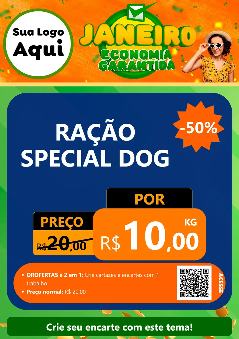 Modelo de Cartaz para Cartaz A4 Vertical com o tema Janeiro - Economia Garantida para Pet Shop