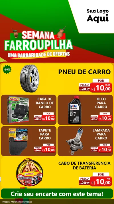Modelo de TV para TV Vertical com o tema Semana Farroupilha - Uma Barbaridade de Ofertas para Auto peças