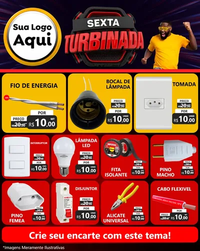 Modelo de Rede Social para Feed Instagram com o tema Sexta Turbinada para Materiais Elétricos