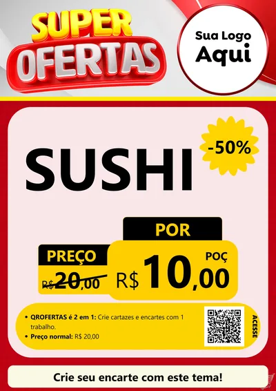 Modelo de Cartaz para Cartaz A4 Vertical com o tema Super Ofertas para Comida japonesa
