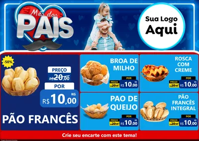 Modelo de Encarte para Encarte A4 Horizontal com o tema Mês Dos Pais para Padaria