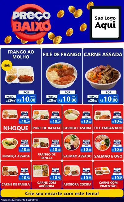 Modelo de Encarte para Encarte Grande com o tema Preço Baixo para Restaurante