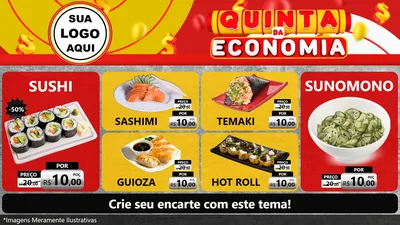 Modelo de TV para TV Horizontal com o tema Quinta da Economia para Comida japonesa