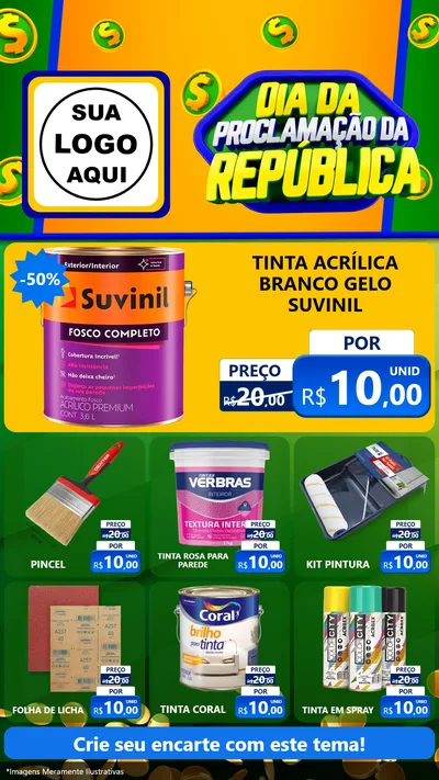 Modelo de Rede Social para Stories com o tema Dia Da Proclamação da República para Tintas e Ferramentas