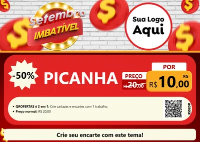 Modelo de Cartaz para Cartaz A4 Horizontal com o tema Setembro Imbatível para Açougue