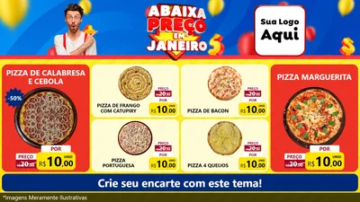 Modelo de TV para TV Horizontal com o tema Abaixa Preço em Janeiro para Pizzaria