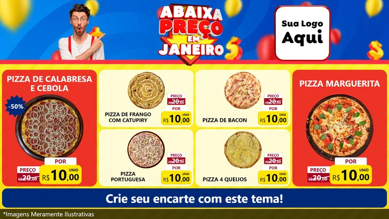 Modelo de TV para TV Horizontal com o tema Abaixa Preço em Janeiro para Pizzaria