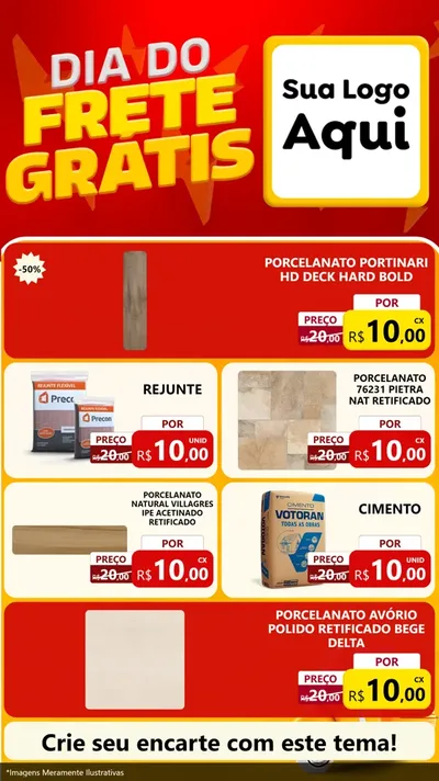 Modelo de TV para TV Vertical com o tema Dia do Frete Grátis para Pisos e revestimentos
