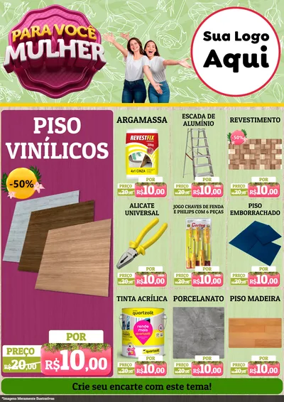 Modelo de Encarte para Encarte A4 Vertical com o tema Para Você Mulher para Material para Construção