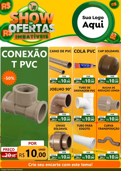 Modelo de Encarte para Encarte A4 Vertical com o tema Show de Ofertas Imbatíveis para Tubos e conexões