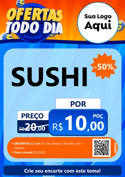 Modelo de Cartaz para Cartaz A4 Vertical com o tema Ofertas Todo Dia para Comida japonesa
