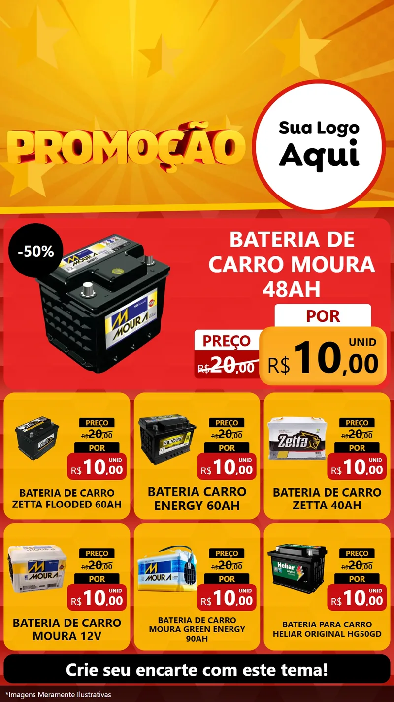 Modelo de Rede Social para Stories com o tema Promoção para Baterias Elétricas