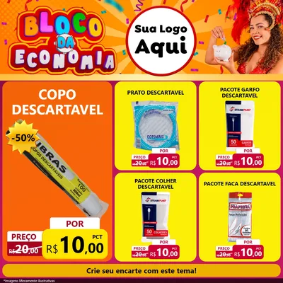 Modelo de Rede Social para Feed Facebook com o tema Bloco da Economia para Embalagens
