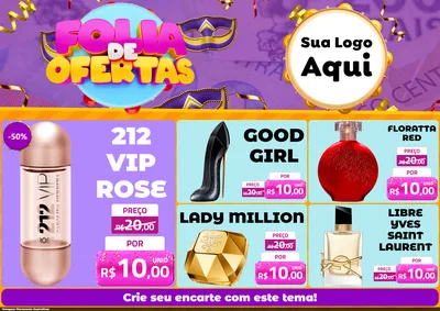 Modelo de Encarte para Encarte A4 Horizontal com o tema Folia de Ofertas para Perfumes