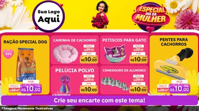 Modelo de TV para TV Horizontal com o tema Especial Dia da Mulher para Pet Shop