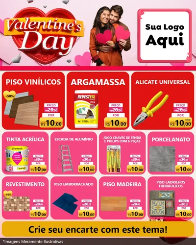 Modelo de Rede Social para Feed Instagram com o tema Valentine's Day para Material para Construção