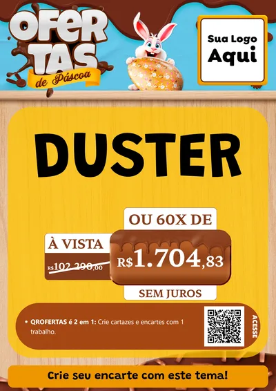 Modelo de Cartaz para Cartaz A4 Vertical com o tema Ofertas de Páscoa para Concessionaria de Carros