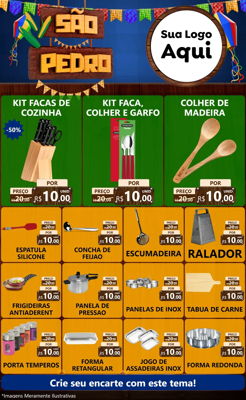 Modelo de Encarte para Encarte Grande com o tema São Pedro para Utilidades Domésticas