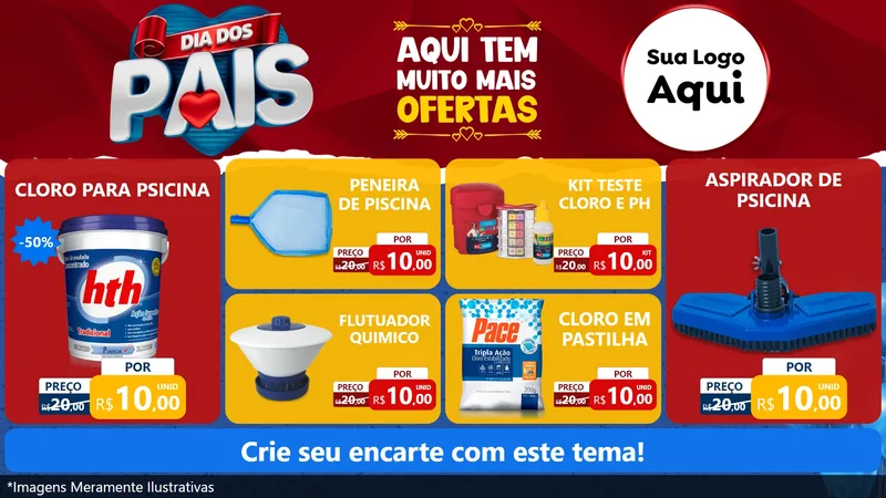 Modelo de TV para TV Horizontal com o tema Dia dos Pais para Produtos para Piscina