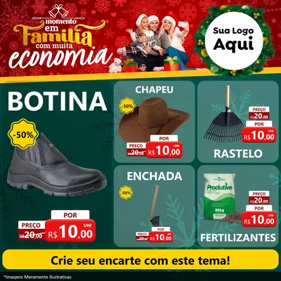 Modelo de Rede Social para Feed Facebook com o tema Momento em Família (Natal) para Agropecuária