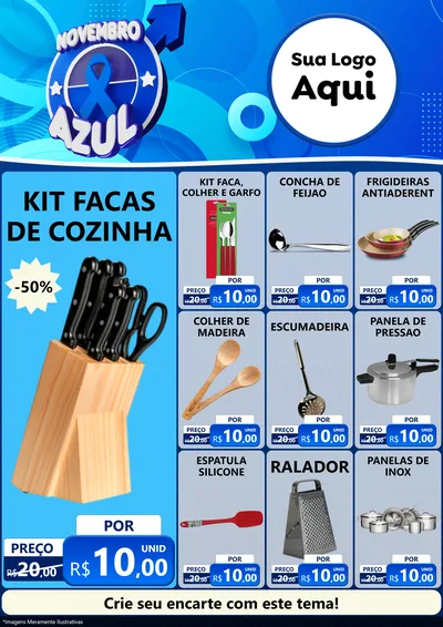 Modelo de Encarte para Encarte A4 Vertical com o tema Novembro Azul para Utilidades Domésticas