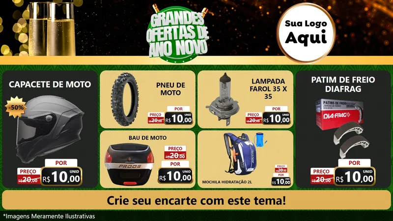 Modelo de TV para TV Horizontal com o tema Grandes Ofertas de Ano Novo para Moto peças