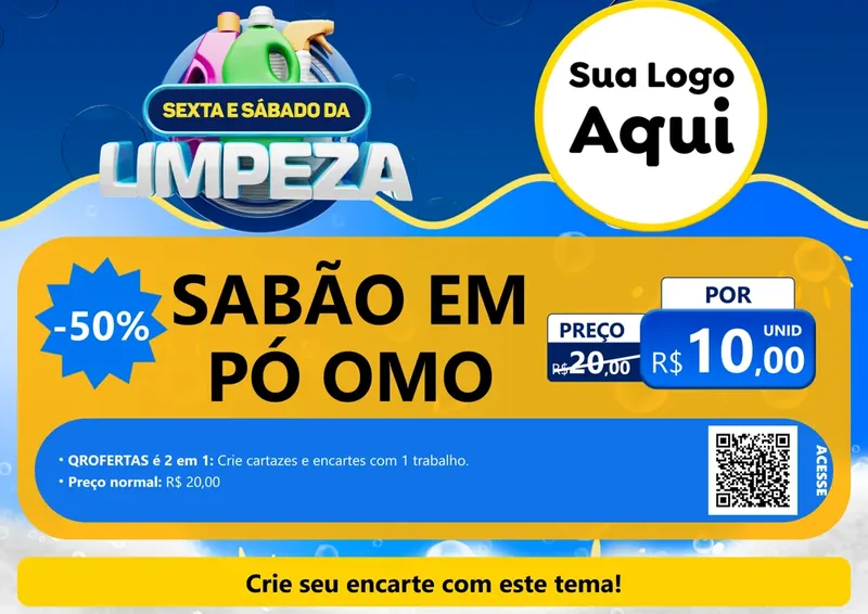 Modelo de Cartaz para Cartaz A4 Horizontal com o tema Sexta e Sábado da Limpeza para Produtos de Limpeza