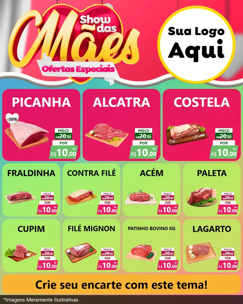 Modelo de Rede Social para Feed Instagram com o tema Show das Mães - Ofertas Especiais para Açougue