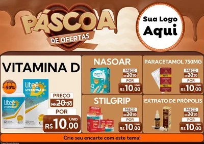 Modelo de Encarte para Encarte A4 Horizontal com o tema Páscoa de Ofertas para Farmácia