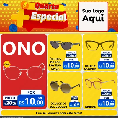 Modelo de Rede Social para Feed Facebook com o tema Quarta Mais Especial para Óticas